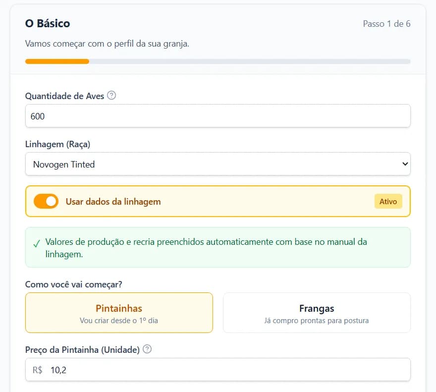 Configuração simples da granja